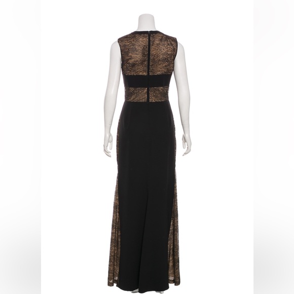 J Mendel 100% silk long evening gown. Black, beaded, w neutral accents. Size M - Picture 3 of 4
